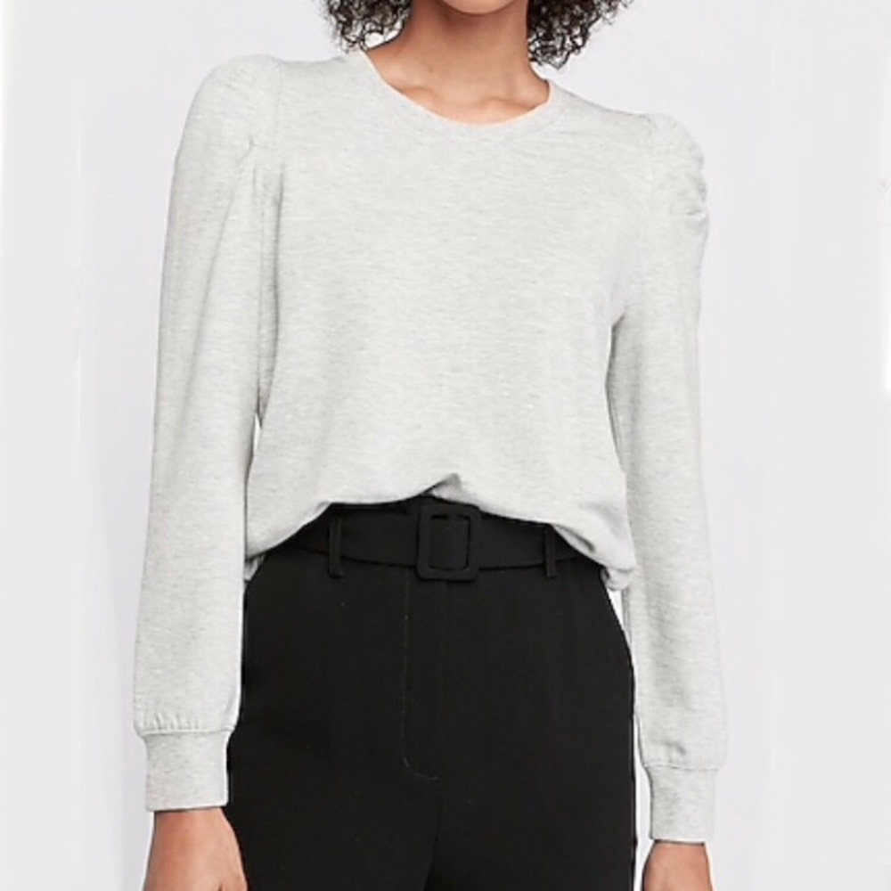 Express Puff Shoulder Crew Neck Sweater